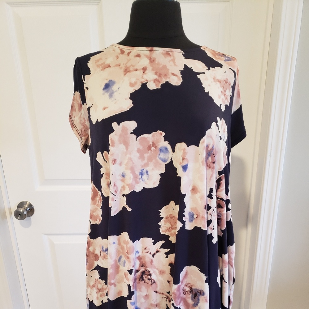 Navy/pink floral dress